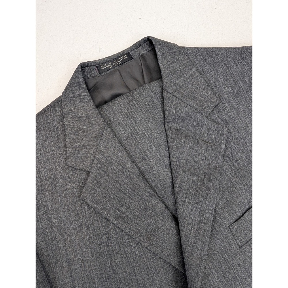 Jones New York Wool 2 Piece Suit Set Mens 40L Gray Tailored Fit Pants 32x32